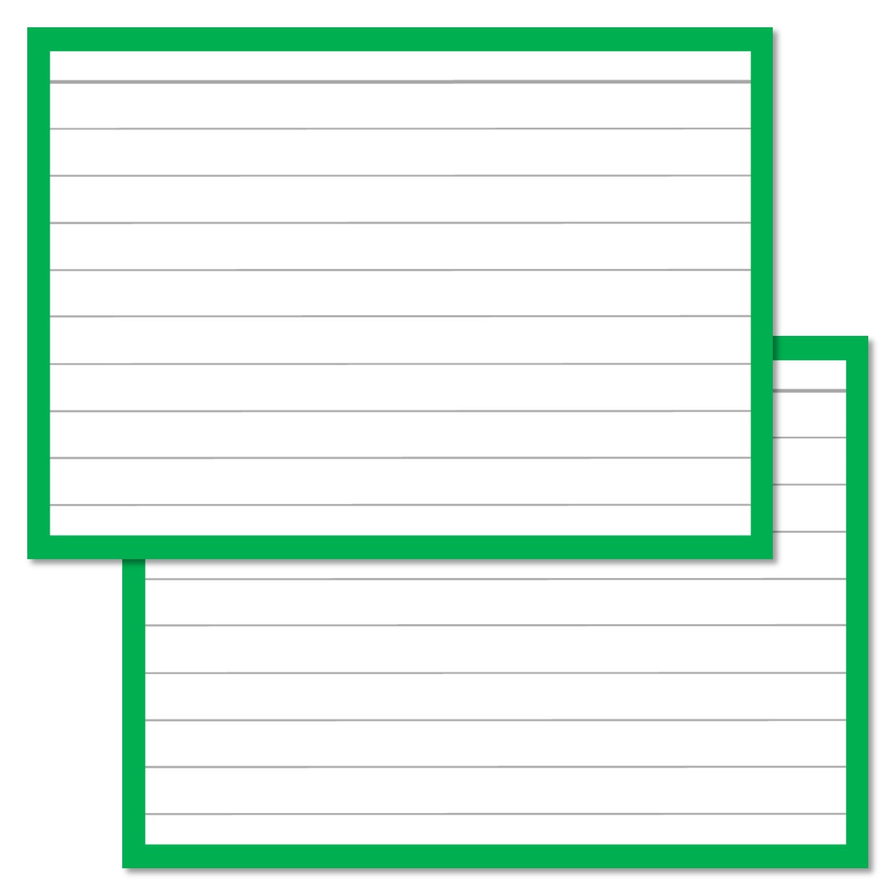 100 LINED '5 x 3 OR 6 x 4' REVISION INDEX CARDS IN WHITE, GREEN, BLUE OR  YELLOW.