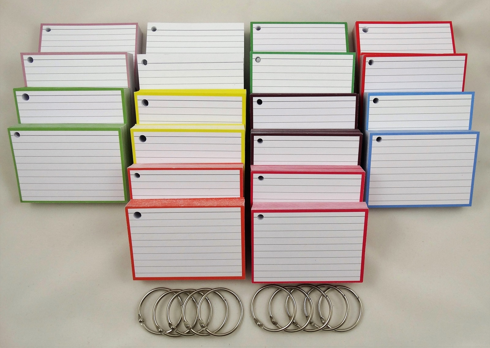 Blank Flash Cards With Rings Assorted Colors 1000 Index Single Hole Punched 5 for sale online 