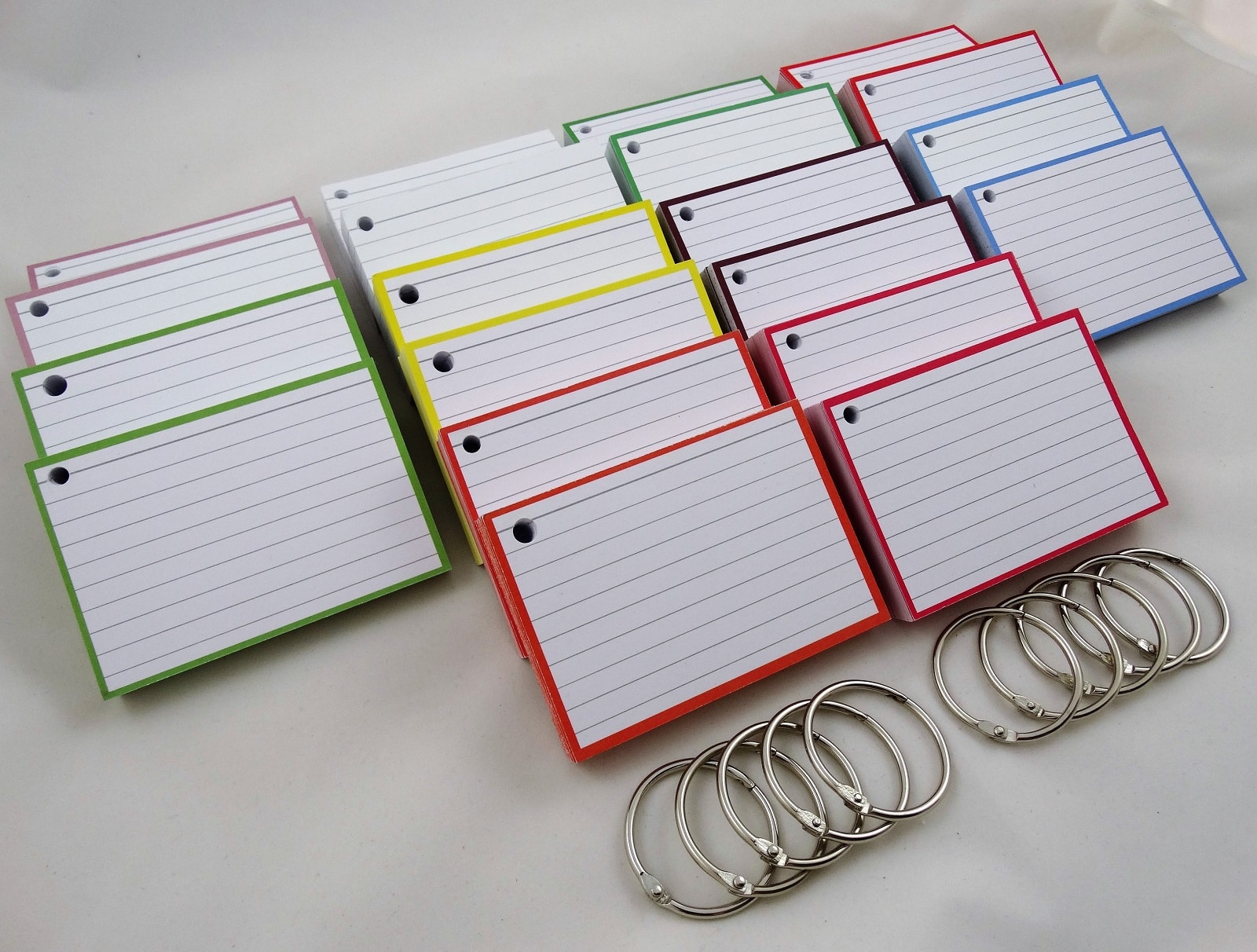 Colour Pack 1000 A7 Flashcards + Perforation & 10 Binder Rings - Flashcards  and Stationery