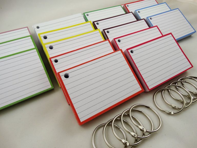 Colour Pack 1000 A7 Flashcards + Perforation & 10 Binder Rings