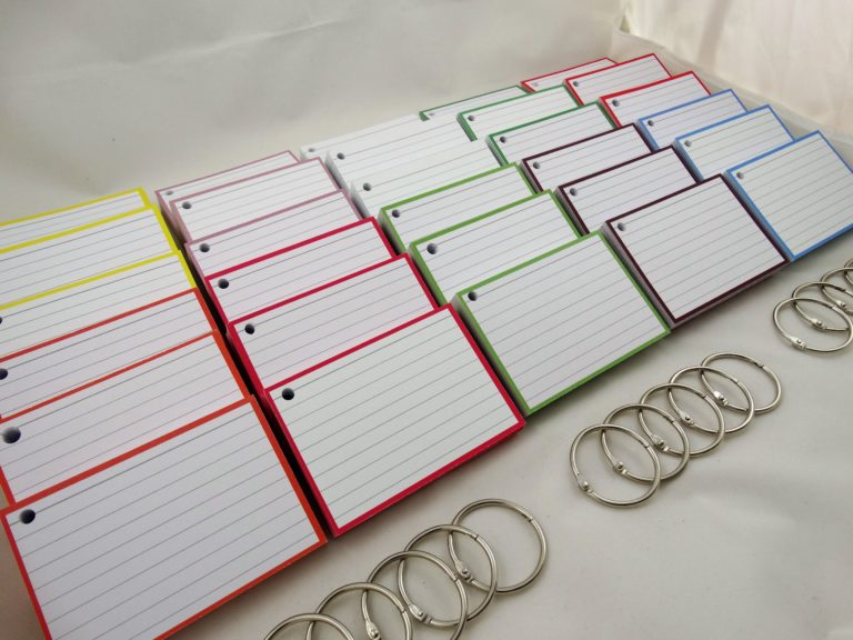 Colour Pack 1500 A7 Flashcards + Perforation & 15 Binder Rings Flashcards and Stationery