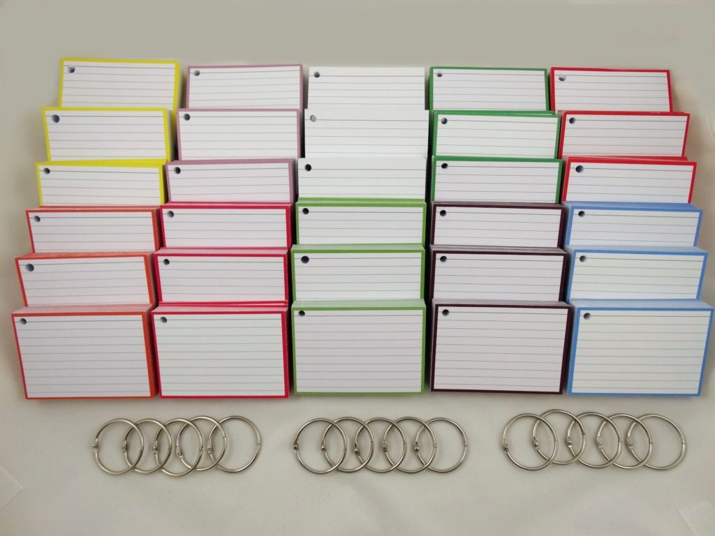 Colour Pack 1500 A7 Flashcards + Perforation & 15 Binder Rings Flashcards and Stationery