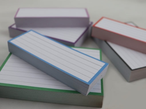 Giftpack 150 A7 flashcards 150 Halve flashcards - blue red purple lilac green