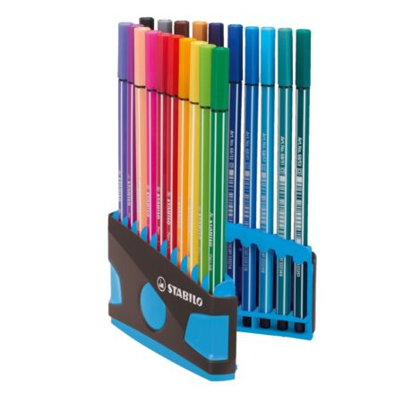 Stabilo Pen 68 Colour Parade 20 felt tip pens Blue Grey Case open