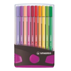 Stabilo Pen 68 Colour Parade 20 felt tip pens Pink Grey Case front