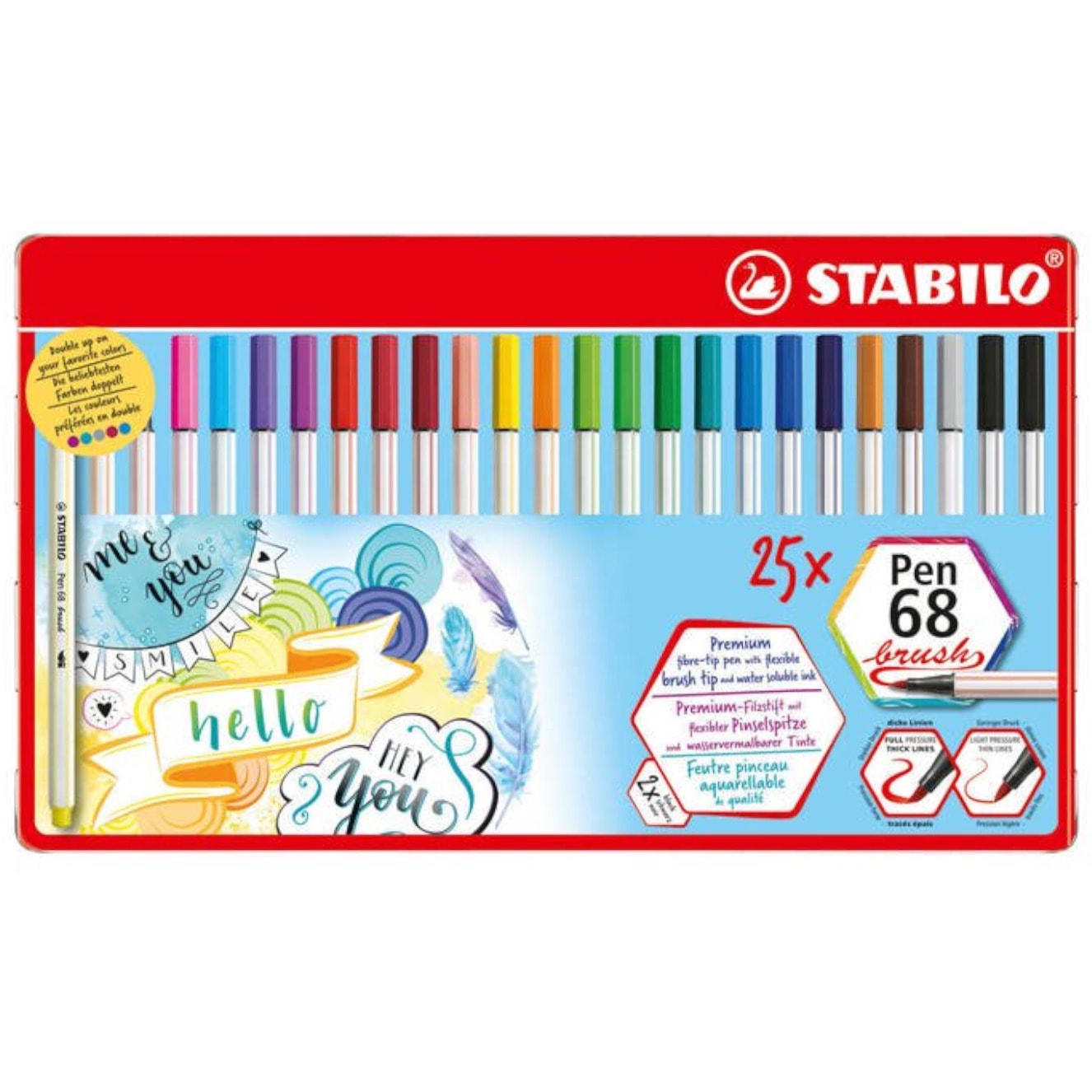 Mixed set of felt-tip pen STABILO Pen 68, fineliner STABILO point 88 and  brush pen STABILO Pen 68 brush I STABILO